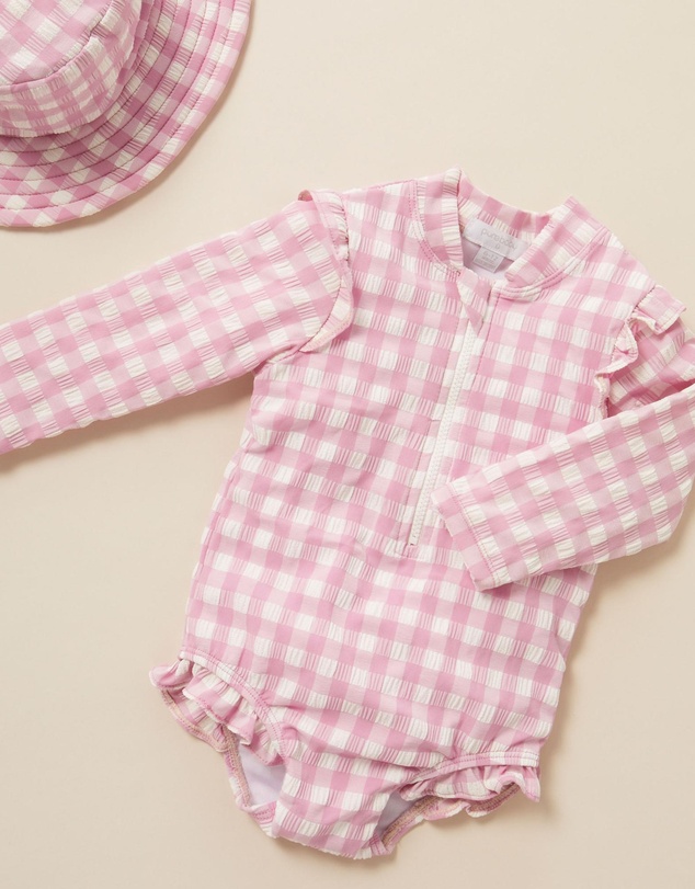 Purebaby - Printed Frilly Long Sleeve Swimsuit -Kids-Babies