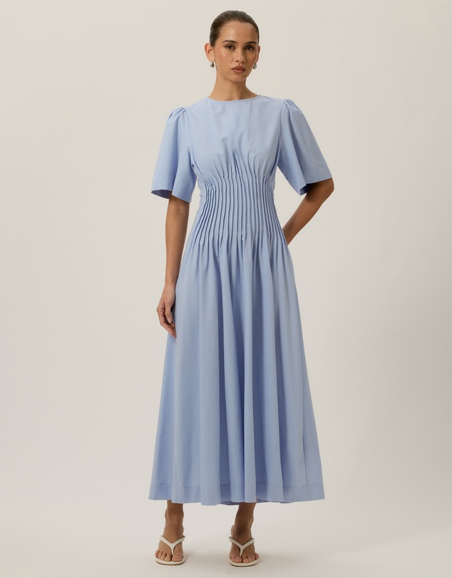 Tussah - Zoe Pintuck Detail Flutter Sleeve Midi Dress