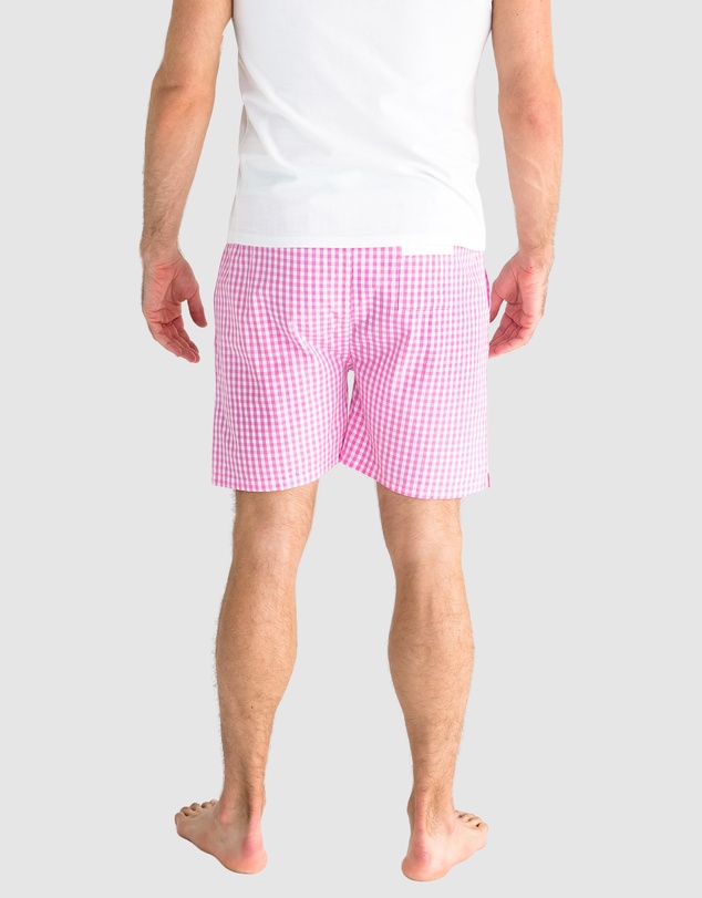 Sant And Abel - Men's Hepburn Gingham Pink Sleep Shorts