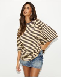 Dazie - Nostalgia Stripe Oversized Boyfriend Tee