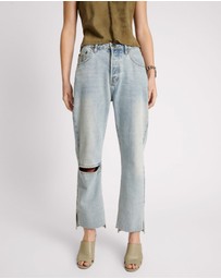 ONE TEASPOON - Fleetwood Zipped Hooligans Mid Waist Relaxed Cropped Jeans