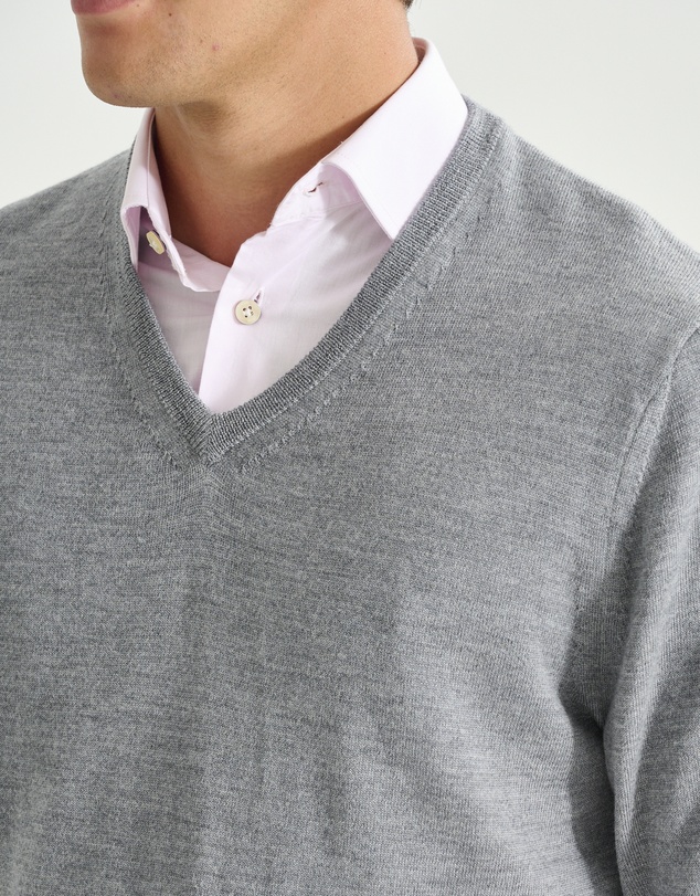 3 Wise Men - 3 Wise Men Fisher V Neck - Grey Marle