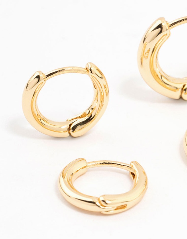 Lovisa - Gold Plated Thin Small Huggie Earrings 2-Pack