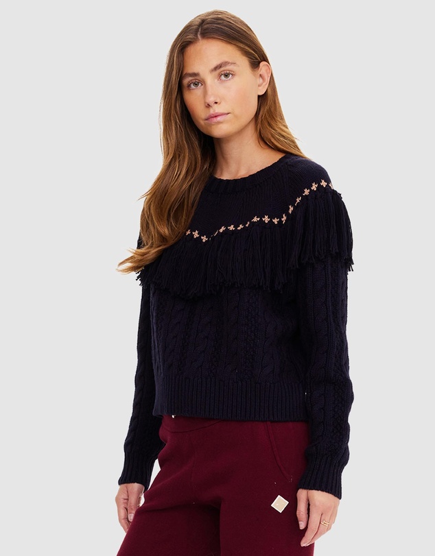 The Upside - Clara Tassel Knit Sweater - apres ski