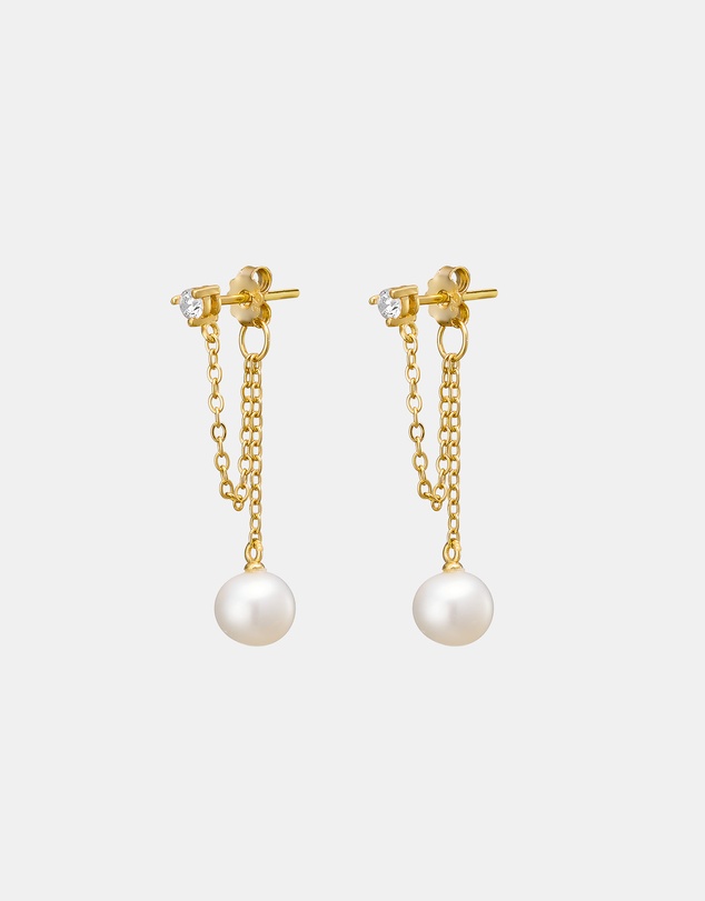 Zoe Olivia - 14K Gold Vermeil Cubic Zirconia & Pearl Stud Earrings