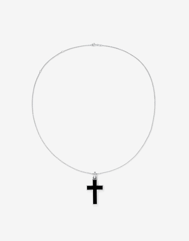 Michael Hill - Onyx Cross Pendant in Silver with 65cm Cable Chain