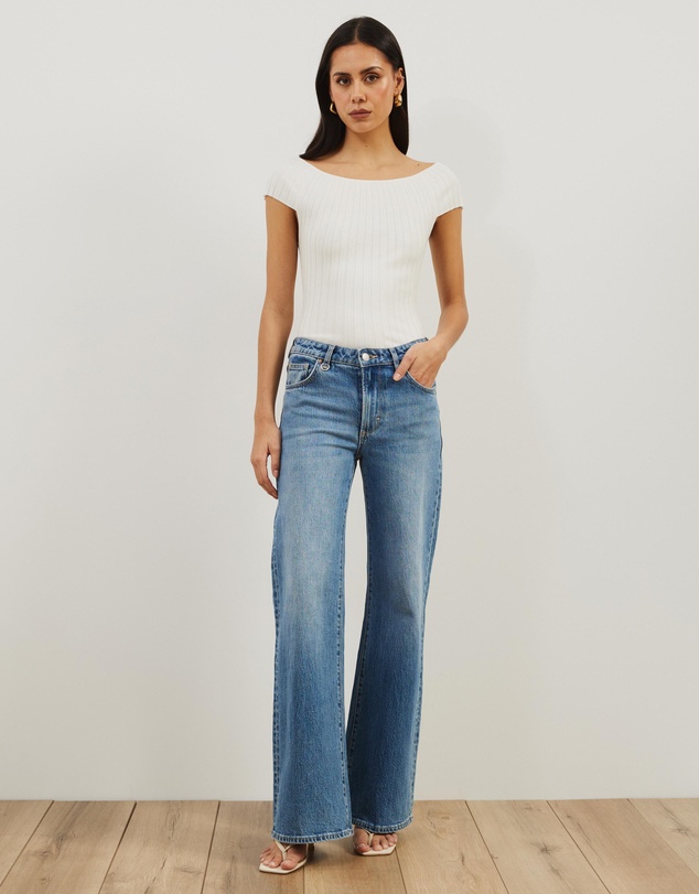 Atmos&Here - Kayla Off Shoulder Rib Knit Top