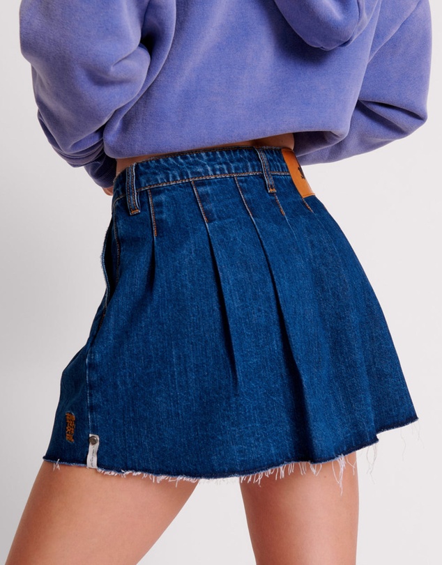 ONE TEASPOON - Bluemoon Pleated Micro Mini Denim Skirt