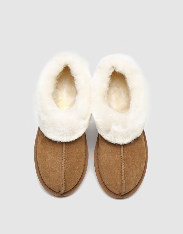 EVERAU - Australian Shepherd Ugg Homey Slipper Cow Leather Upper House Shoes