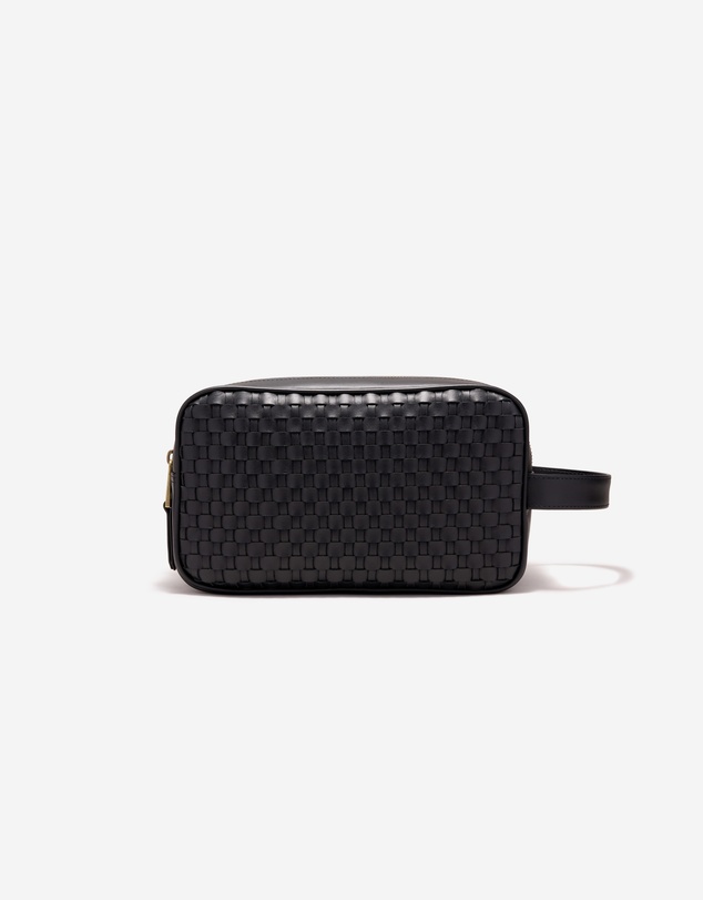 Calibre - Woven Leather Wash Bag Black