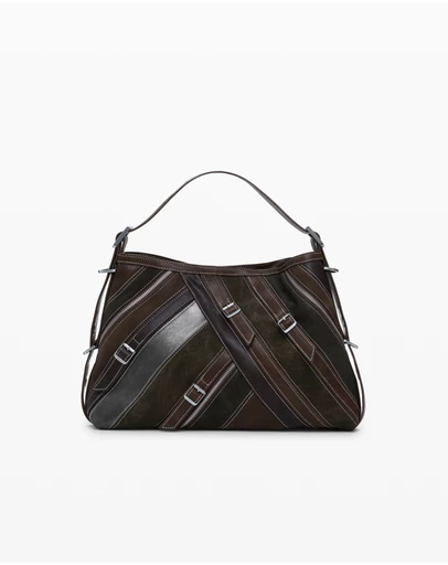 Desigual - Medium shoulder bag with stitching
