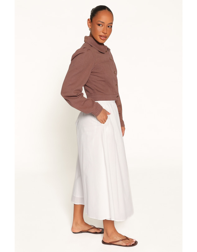 Petal & Pup - Faven Cropped Denim Jacket - Chocolate Brown