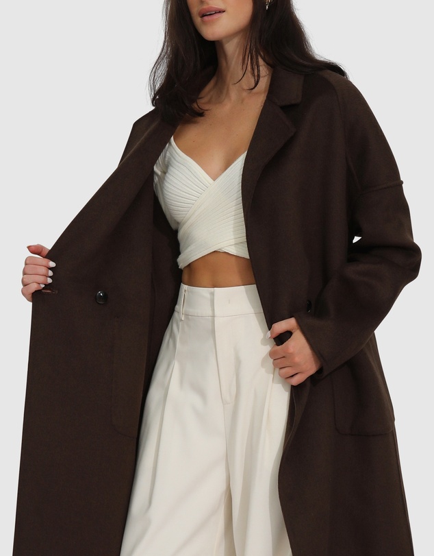 Belle & Bloom - Publisher Double-Breasted Wool Blend Coat