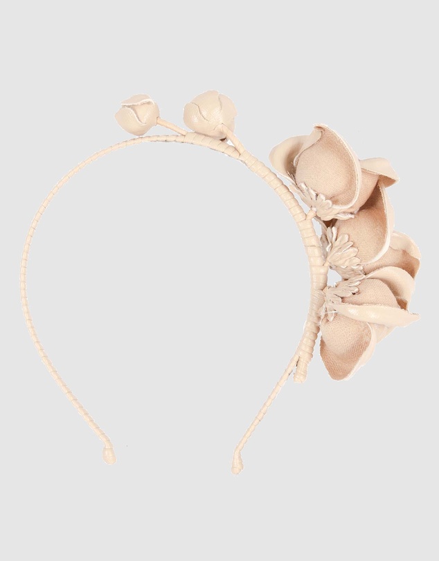 Max Alexander - Nude Leather Flowers Headband
