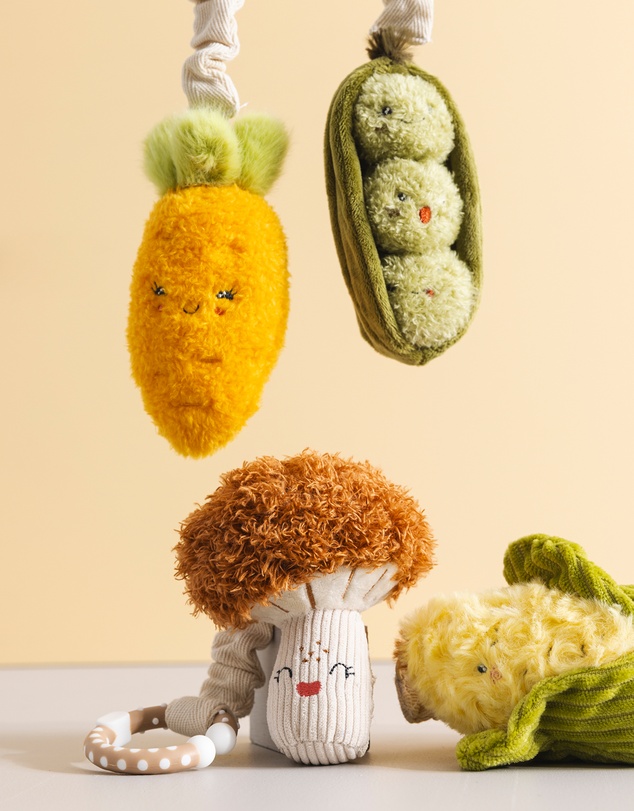 Living Textiles - 2 Pack Mini Market Brunch Stroller Toys - Mushroom & Corn