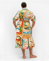 City Chic - Plus size Wild Soul Print Shirt Dress - peach