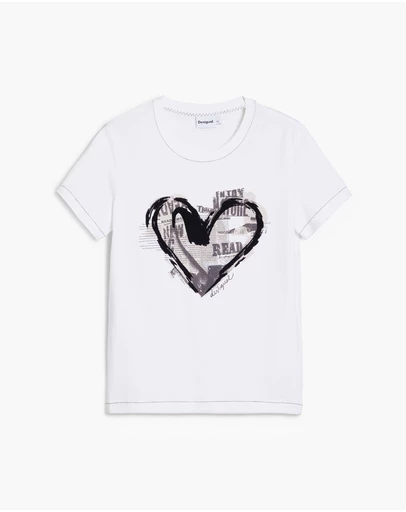 Desigual - Newspaper heart T-shirt