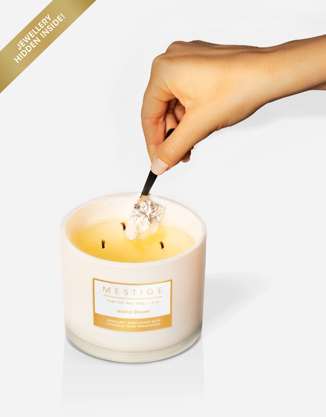 Mestige - Island Dream Scented Soy Candle 340g - Hidden Jewellery Embellished with crystals from Swarovski®