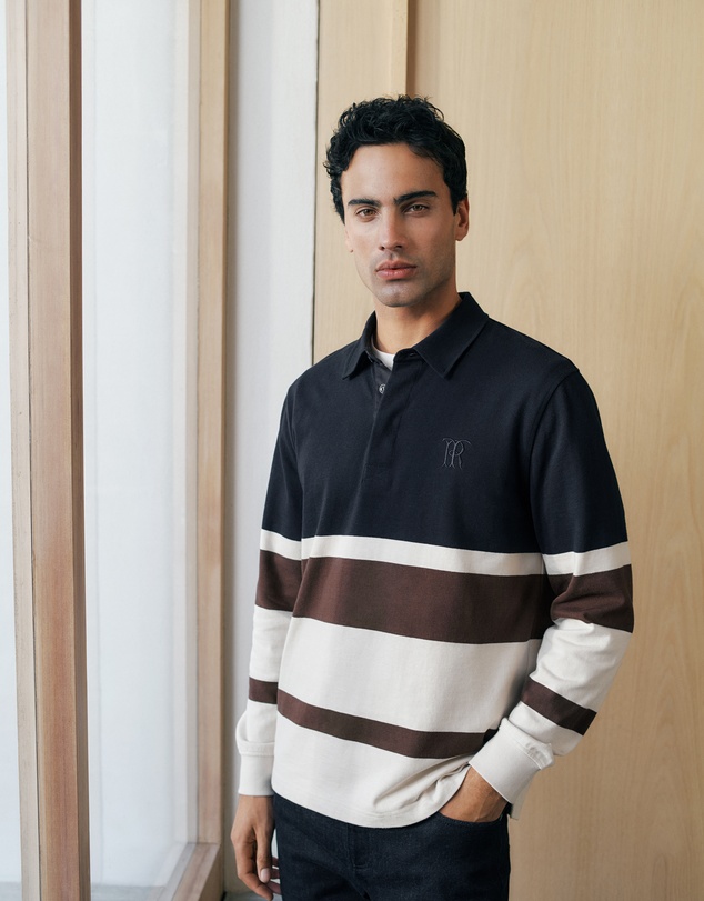 Trenery - Bold Stripe Monogram Rugby in Navy