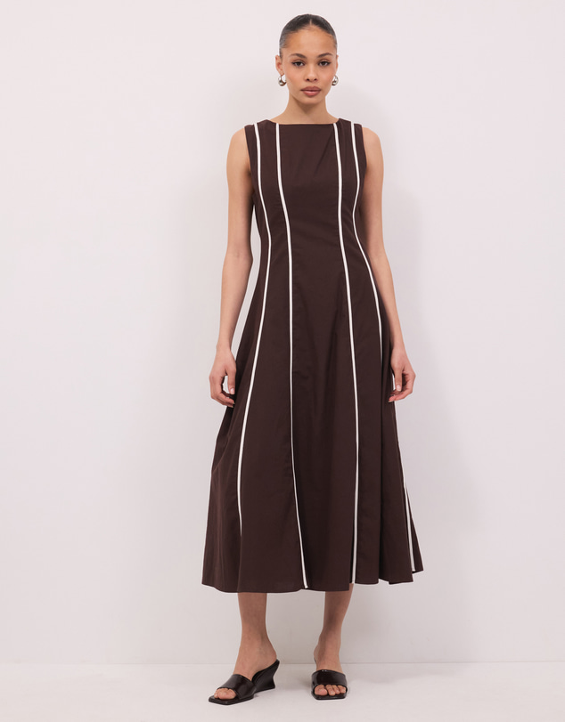 Calli - Zara Contrast Seam Midi Dress