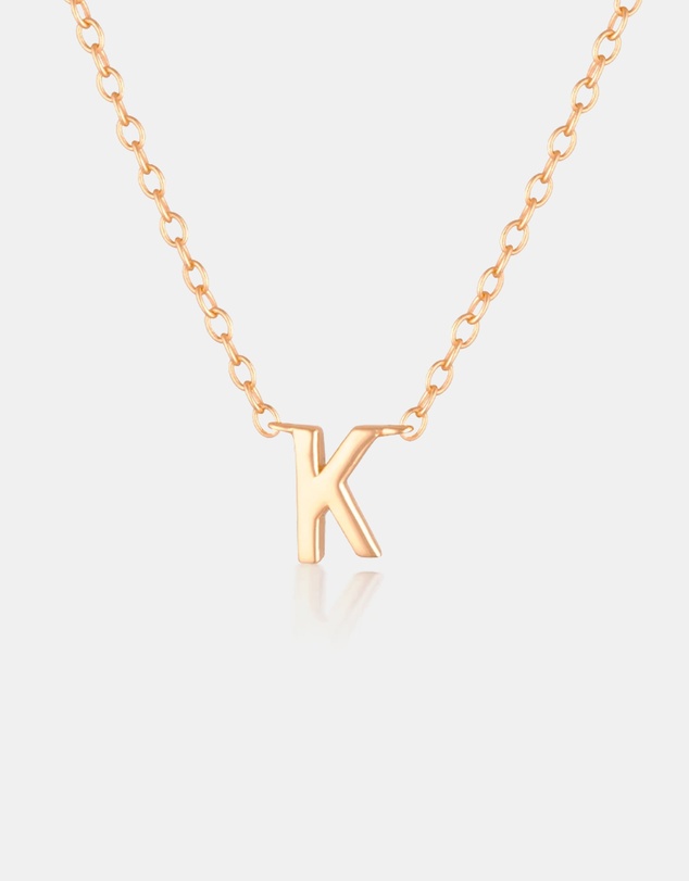 The Silver Collective - Petite A-Z Letter Necklace Rose Gold - K