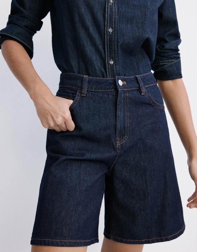 M.N.G - High-Waist Straight-Fit Denim Shorts