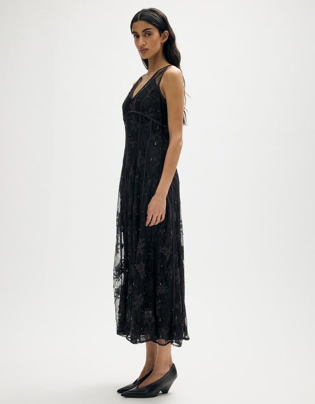 Minima Esenciales - Ninon Beaded Lace Midi Dress