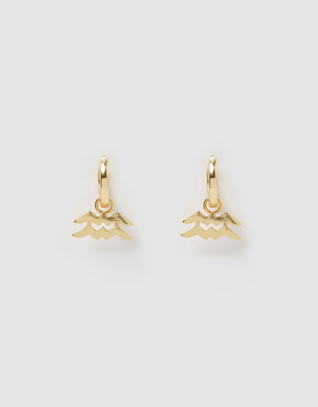 Izoa - Aquarius Star Sign Symbol Huggie Earring