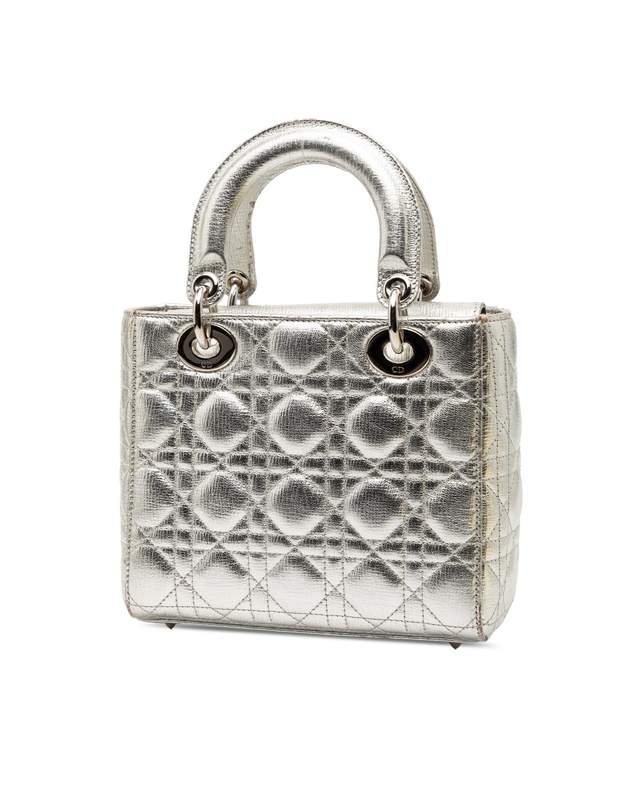 Pre-Loved by Azura Reborn - Pre-Loved Small Metallic Grained Calfskin Cannage My ABCDior Lady Dior