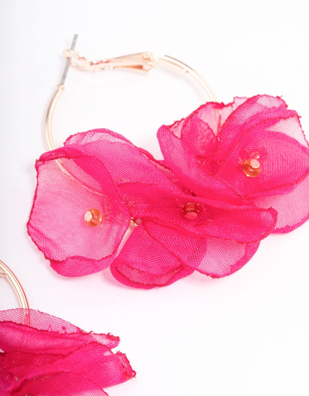 Lovisa - Rose Gold Flower Medium Hoop Earrings