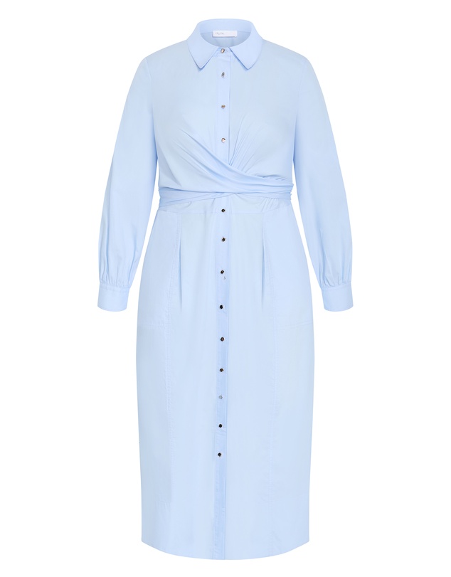 City Chic - Plus size Alexandria Tie Shirt Dress - ice blue