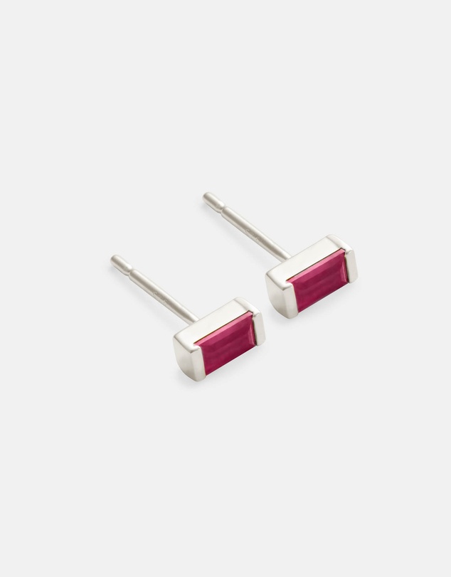 Kirstin Ash - Baguette Birthstone Studs July - Ruby