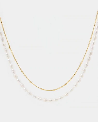 Forcast - Nyra 16k Gold Plated 2pc Necklace Set