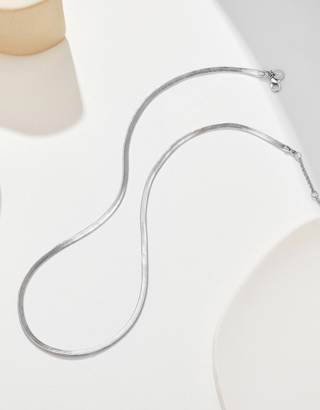 Mestige - Sleek Snake Chain Necklace - Silver Plated