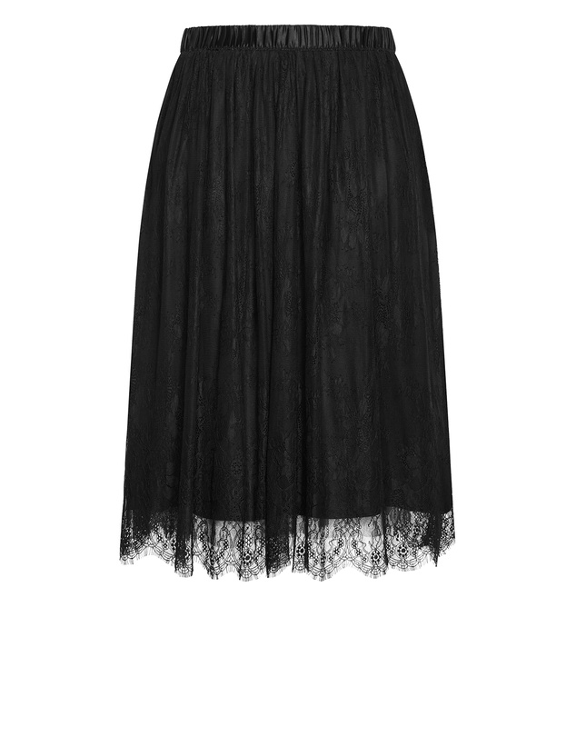 City Chic - Plus size Ivy Lace Mesh Skirt - black
