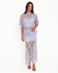 Petal & Pup - Yonder Sheer Panel Lace Maxi Skirt - Purple