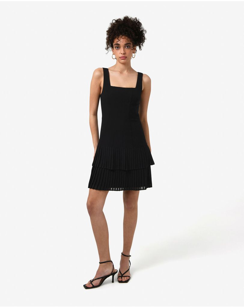 flare mini dress for women Green Jacquard Puff-sleeve Fit-and-Flare Mini Dress Medium