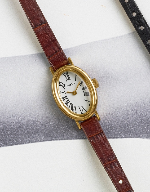 TIMEX - Women's Cavatina Gold-tone Case with Brown Strap