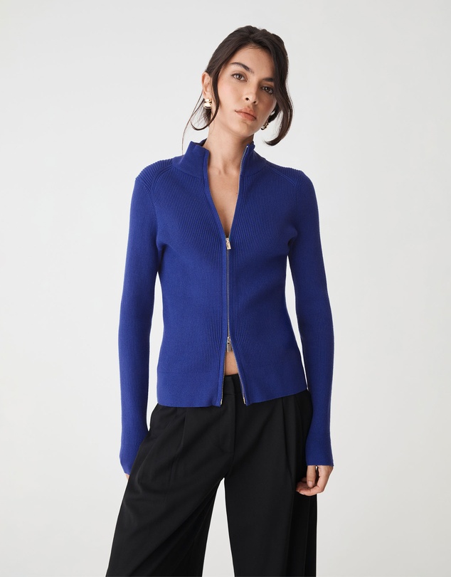 Forcast - Blake Ribbed Zip Cardigan
