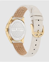 Ted Baker - Coolly Gold-Tone 34mm Cream Embossed Leather Watch