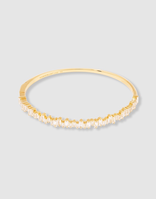 Wanderlust + Co - Jagged Baguette 14K Gold Vermeil Bangle