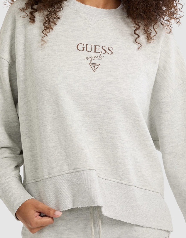 GUESS Originals - GUESS Originals Distressed Baker Crewneck Fleece Sweatshirt