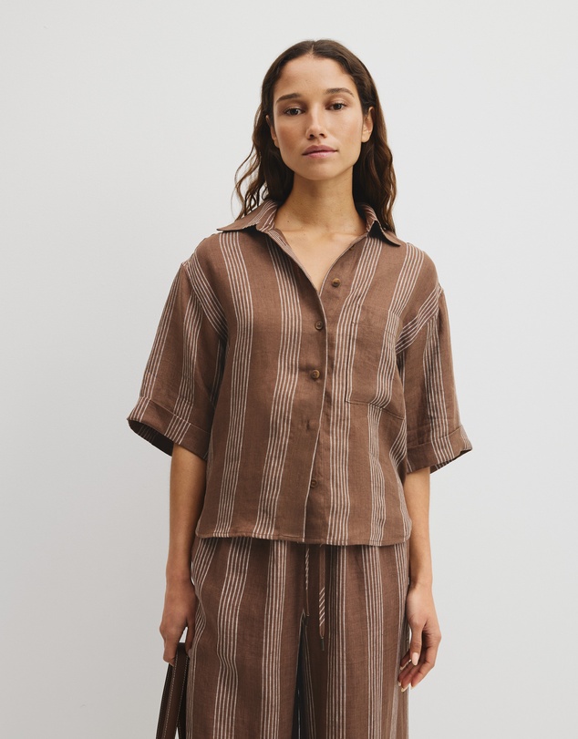 Country Road - Stripe Short Sleeve Linen Shirt