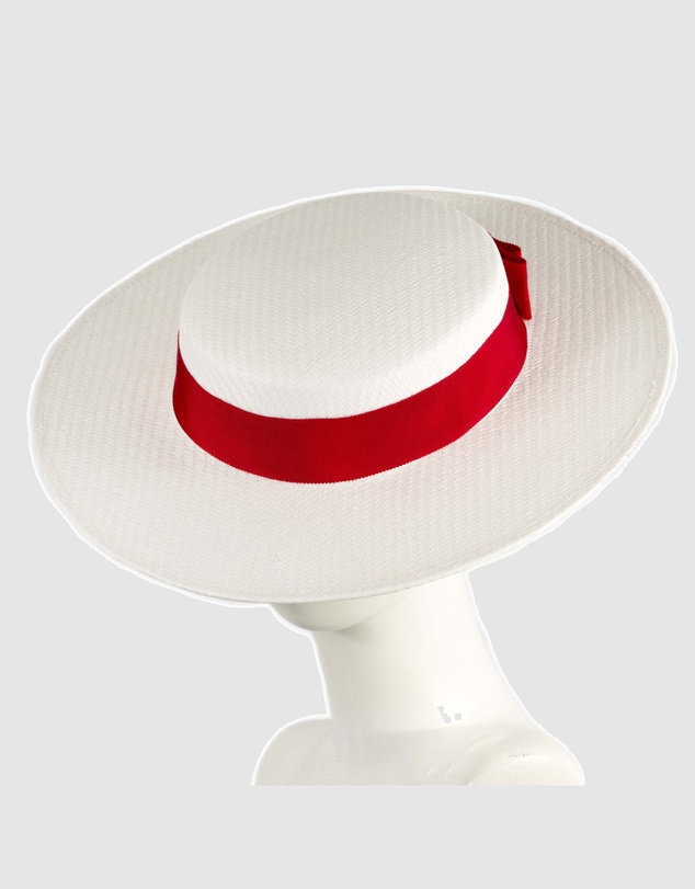 Max Alexander - White and Red Boater Hat