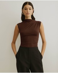 Atmos&Here - Ruched Neck Sleeveless Top