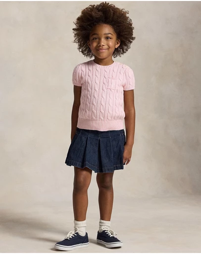 Polo Ralph Lauren - Cable-Knit Cotton Short-Sleeve Sweater - Babies-Kids