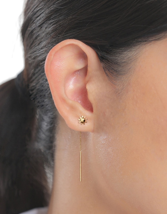 Elli Jewelry - Sunburst Drop Earrings in Gold-Plated 925 Sterling Silver