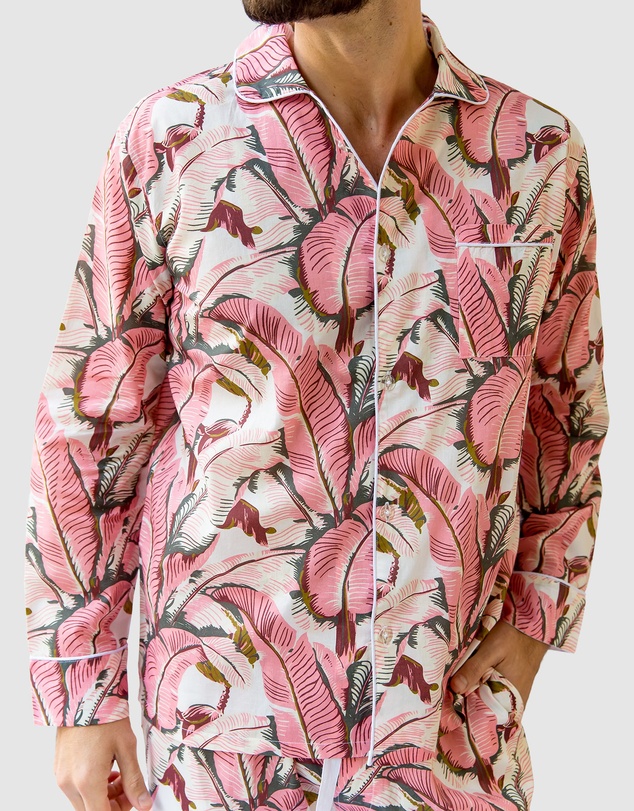 Sant And Abel - Men's Martinique® Pink Banana Leaf Long PJ Set