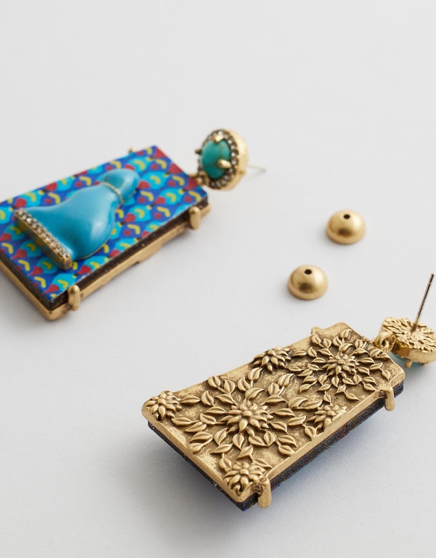 Mossée - Jessie Vintage Blue Enamel Cat Earrings