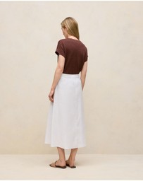Trenery - Stretch Linen Patch Pocket Skirt in White